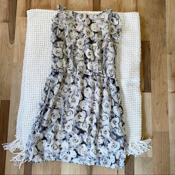 LOFT ann taylor floral print sleeveless ruffle waist tie mini dress sz 8 - Picture 2 of 6